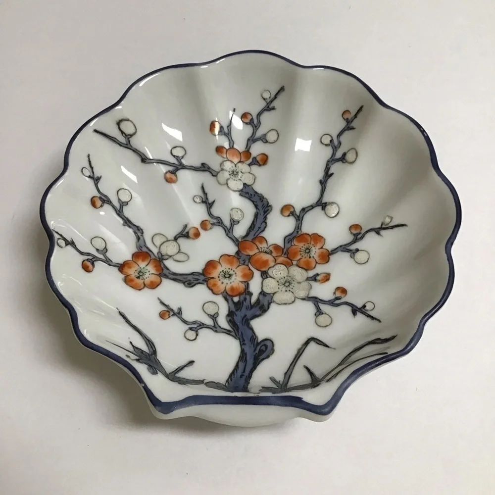 Nora Fenton Cherry Blossoms Shell Dish Hand Decorated Hong Kong Japan Trinket - Picture 11 of 11